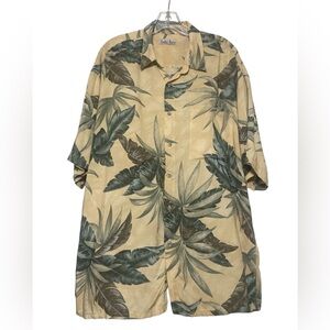 Tropical Leaf Shirt in Green and Tan